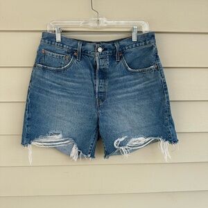 Levi's Blue Distressed Jean Shorts